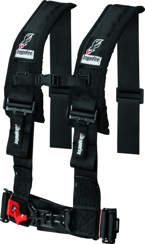 Polaris UTV Seat Belt Harness - DragonFire Racing - H-Style 4-Point 3in Buckle - Black - `15-`19